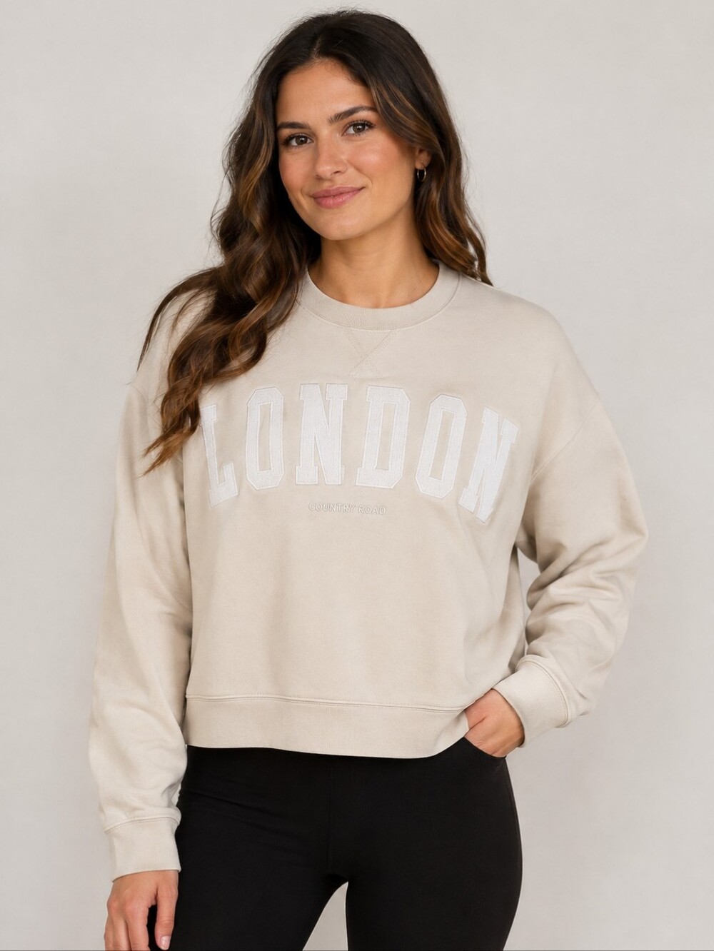 Scotch & Soda London Graphic Crewneck Sweatshirt Beige Neutral Collegiate